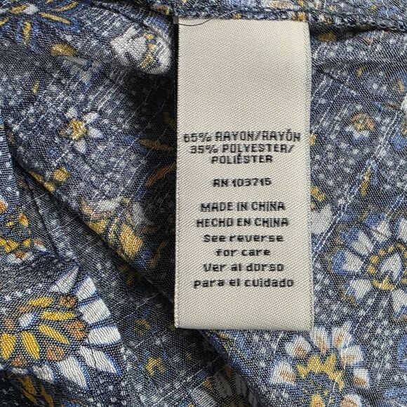 Zac & Rachel XL Blue Yellow Floral Ruffle Blouse - Picture 8 of 9